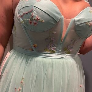 Floral Embroidered Mint Green tulle dress